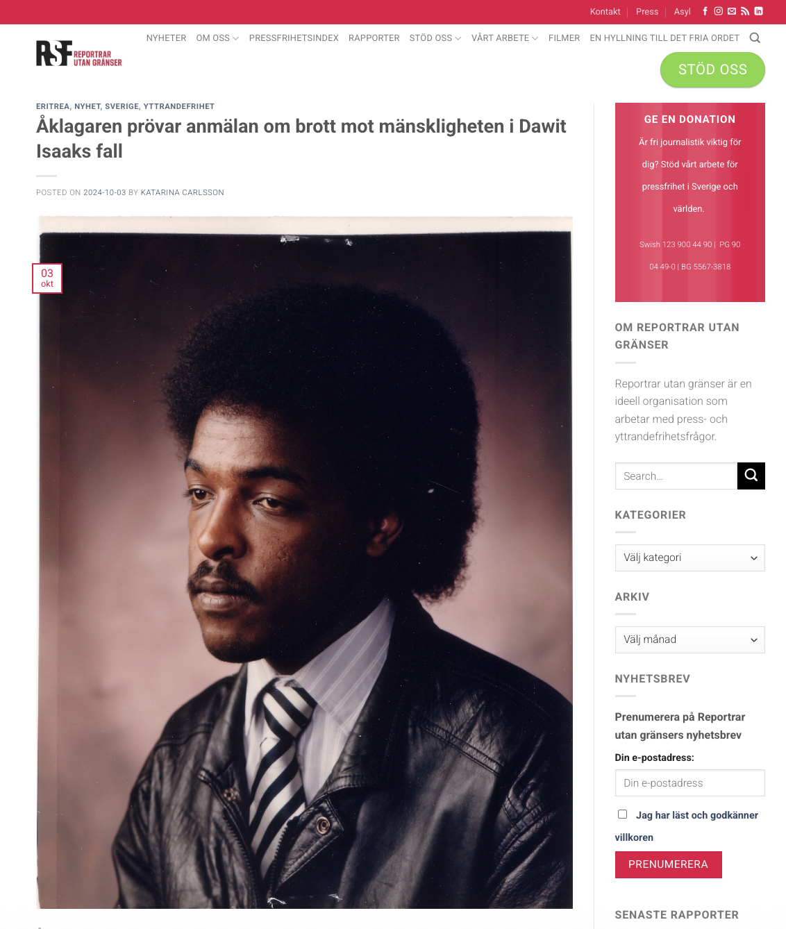 Dawit Isaak’s Case to be Reviewed by Swedish Prosecutor